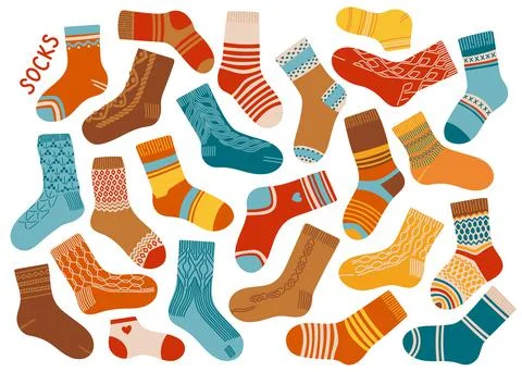 Socks set flat design autumn vector illustration Stock Illustration