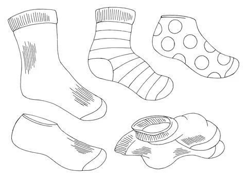 Socks set graphic black white isolated sketch illustration vector Stock Illustration