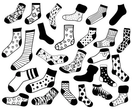 Socks silhouettes set isolated vector on white background Stock Illustration