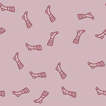 Socks snowboard line vector seamless pattern Stock Illustration