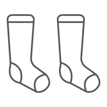 Socks thin line icon, clothes and fashion, hosiery sign, vector graphics, a Stock Illustration