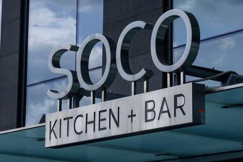 SOCO Kitchen and Bar restaurant sign in Toronto Stock Photos
