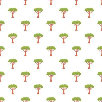 Socotra dragon tree seamless pattern on white background Stock Illustration