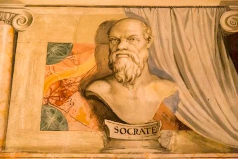 Socrates portrait on wall Stock Photos