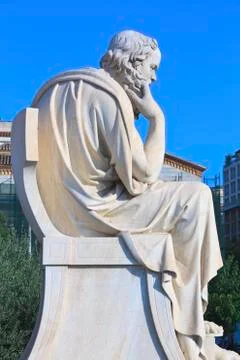 Socrates statue in thinking position Stock Photos