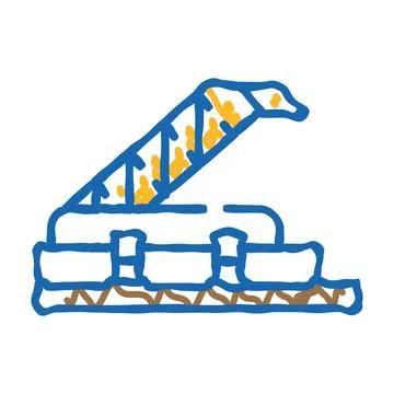 Sod peat collector machine icon doodle illustration Stock Illustration