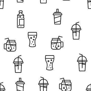 Soda Aqua Beverage Vector Seamless Pattern Stock Illustration