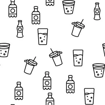 Soda Aqua Beverage Vector Seamless Pattern Stock Illustration