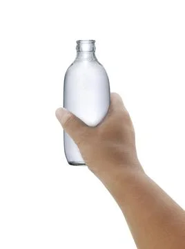 Soda bottle on hand isolated on a white background Stock Photos