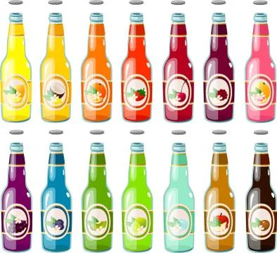 Soda bottles with labels Stock Illustration