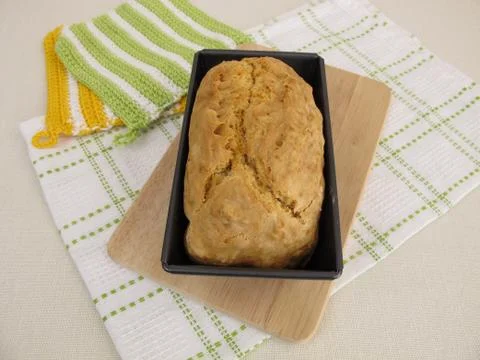Soda bread in baking tin Stock Photos