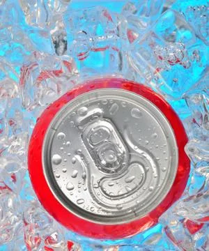 Soda can in ice Stock Photos