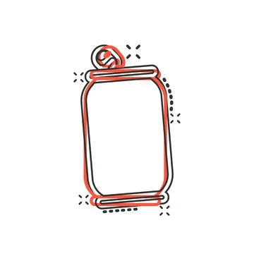 Soda can icon in comic style. Drink bottle cartoon vector illustration on iso Stock Illustration