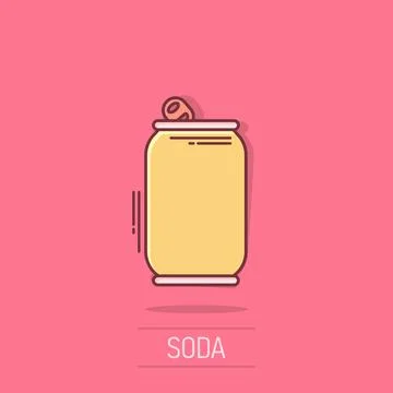 Soda can icon in comic style. Drink bottle cartoon vector illustration on i.. Stock Illustration