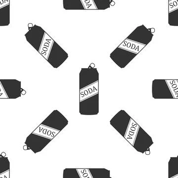 Soda can icon seamless pattern on white background. Flat design. Vector Illustrazione stock
