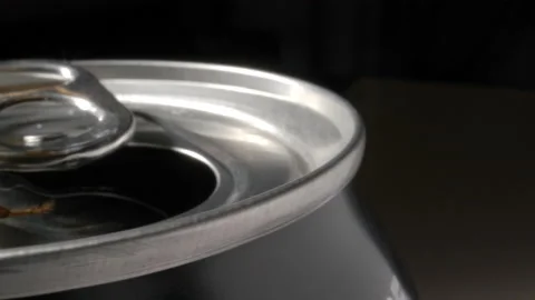 Soda can with wasp on the edge macro close up Stock Footage 138286664
