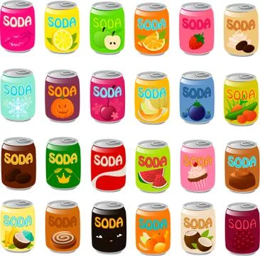 Soda cans with designs Stock Illustration