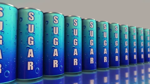 Soda cans full with sugar Video stock 45052856