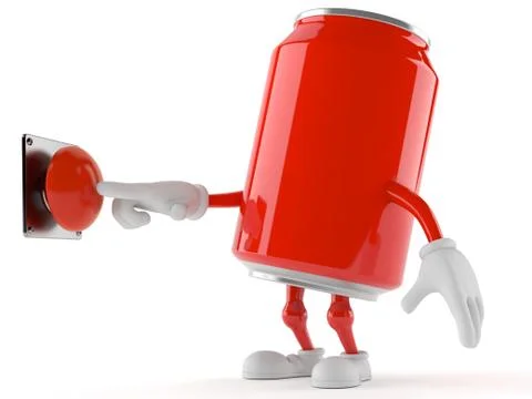 Soda character with push button Stock Illustration
