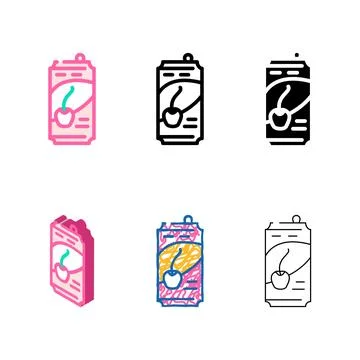 Soda cherry color icon stylized vector Illustrazione stock
