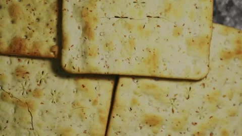 Soda Crackers and Assorted Nuts in a Close Up Still Life Stock Footage 344954979