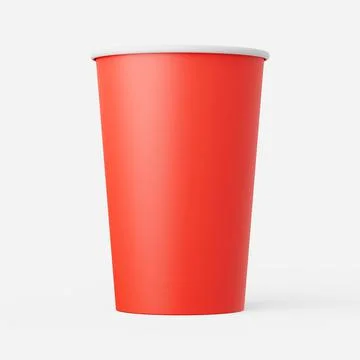 Soda cup in red on a plain background. 3d render. Stock Illustration