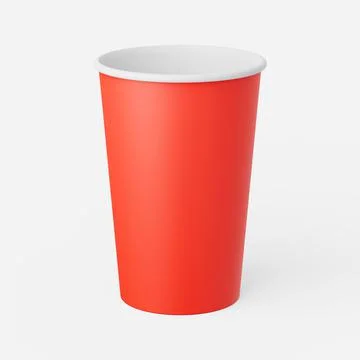Soda cup in red on a plain background. 3d render. Stock Illustration