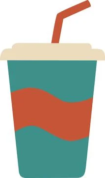 Soda cup with straw flat vector icon isolated on white background Stock Illustration