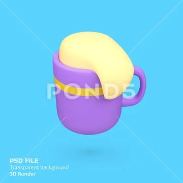 Soda drink spilled in the cup isolated 3d render icon illustration PSD Template