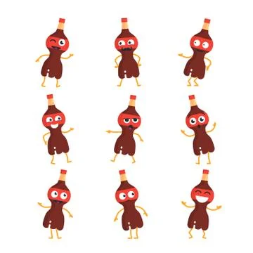 Soda Drink - vector set of mascot illustrations. Stock Illustration