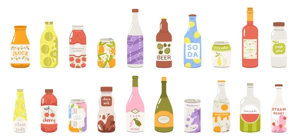 Drink Stickers Stock Illustration - Download Image Now - Bottle
