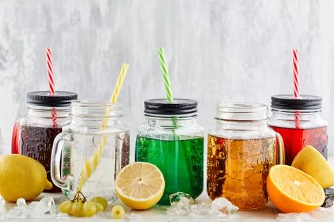 Soda drinks on light background Stock Photos