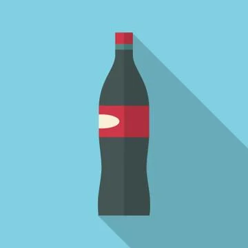Soda flat design icon with long shadow effect. Modern colors palette. Suitable Stock Illustration