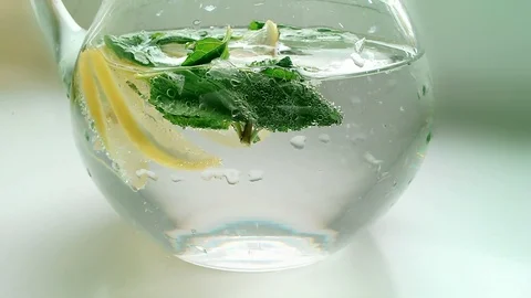 Soda with lemon and mint Stock Footage 82849475