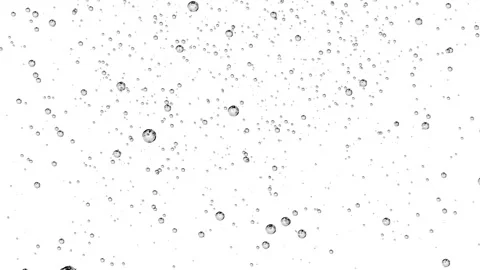 Soda water. Carbonated water. Bubbles. Beautiful motion bubbles on white Stock Footage