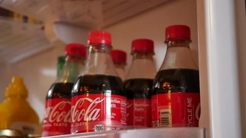 Sodas Six Pack In Fridge Stock Footage 232791079