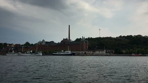 Södermalm, Söder island Stockholm, from Riddarfjärden lake Video stock 115208324