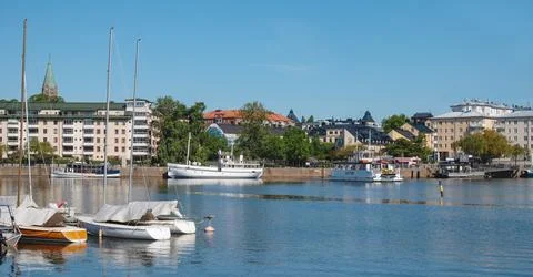 Sodermalm waterfront and Hammarby Lake, Stockholm Stock Photos