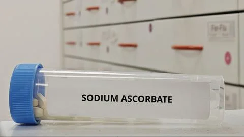 SODIUM ASCORBATE tablets for support immune function and treat vitamin C 库存照片