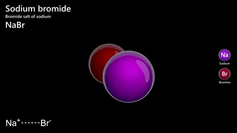 Sodium Bromide. Bromide salt. 3D model. NaBr. Black background. 3D render Stock Footage 291274457
