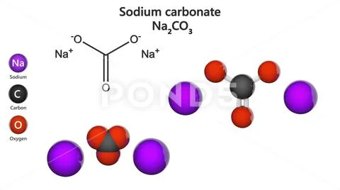 Sodium carbonate, formula: Na2CO3. White background.: Royalty Free ...