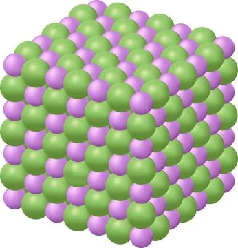 Sodium chloride molecule structure in 3d Stock Illustration