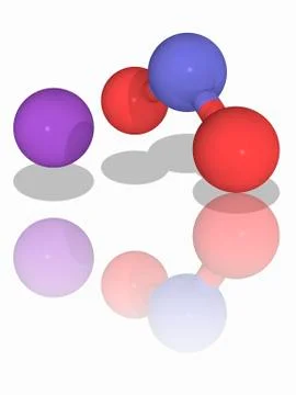 Sodium nitrite chemical compound molecule Stock Illustration
