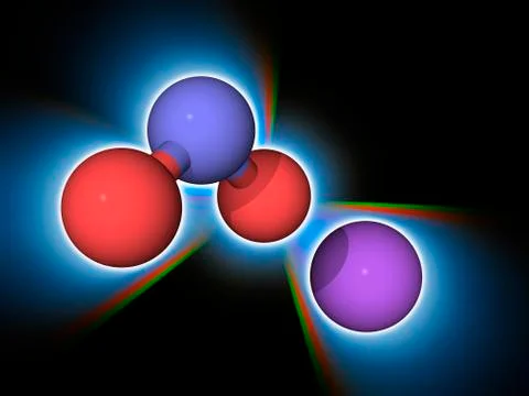 Sodium nitrite chemical compound molecule Stock Illustration