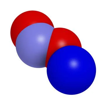 Sodium nitrite, chemical structure. Used as drug, food additive (E250), etc. Stock Illustration