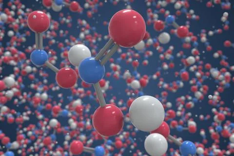 Sodium nitrite molecule. Ball-and-stick molecular model. Chemistry related 3d Stock Illustration