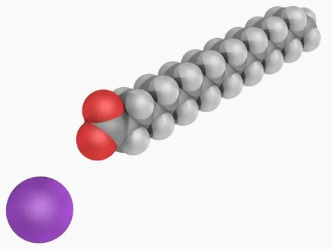 Sodium stearate molecule Stock Illustration