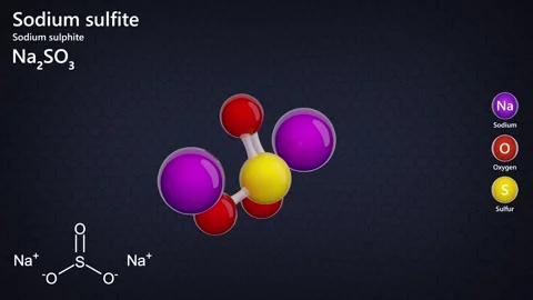 Sodium Sulfite. E221. 3D model. Na2SO3. Dark background. 3D render Stock Footage 291075905