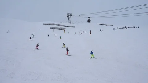 Soelden, Austria - March 30, 2018: View of a popular ski resort Soelden in Stock Footage 88112466