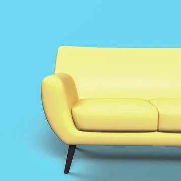 Sofa 3D Render Isolated In White Background Ilustração Stock